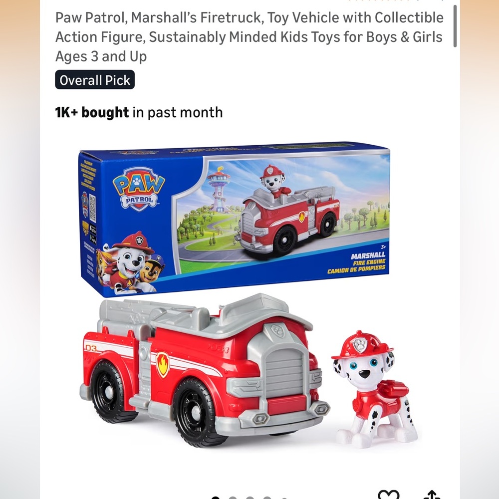 Paw Patrol Marshall’s firetruck